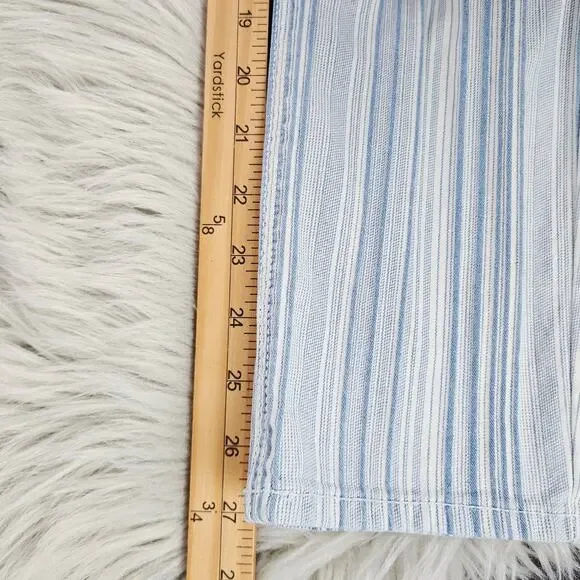 American Eagle AE High Waisted Stretch Mom Jeans Striped Blue White Size 0 Reg - Picture 16 of 16